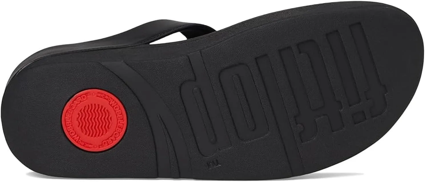 FitFlop Women's Fino Crystal-Chain Leather Toe-Post Sandals Wedge