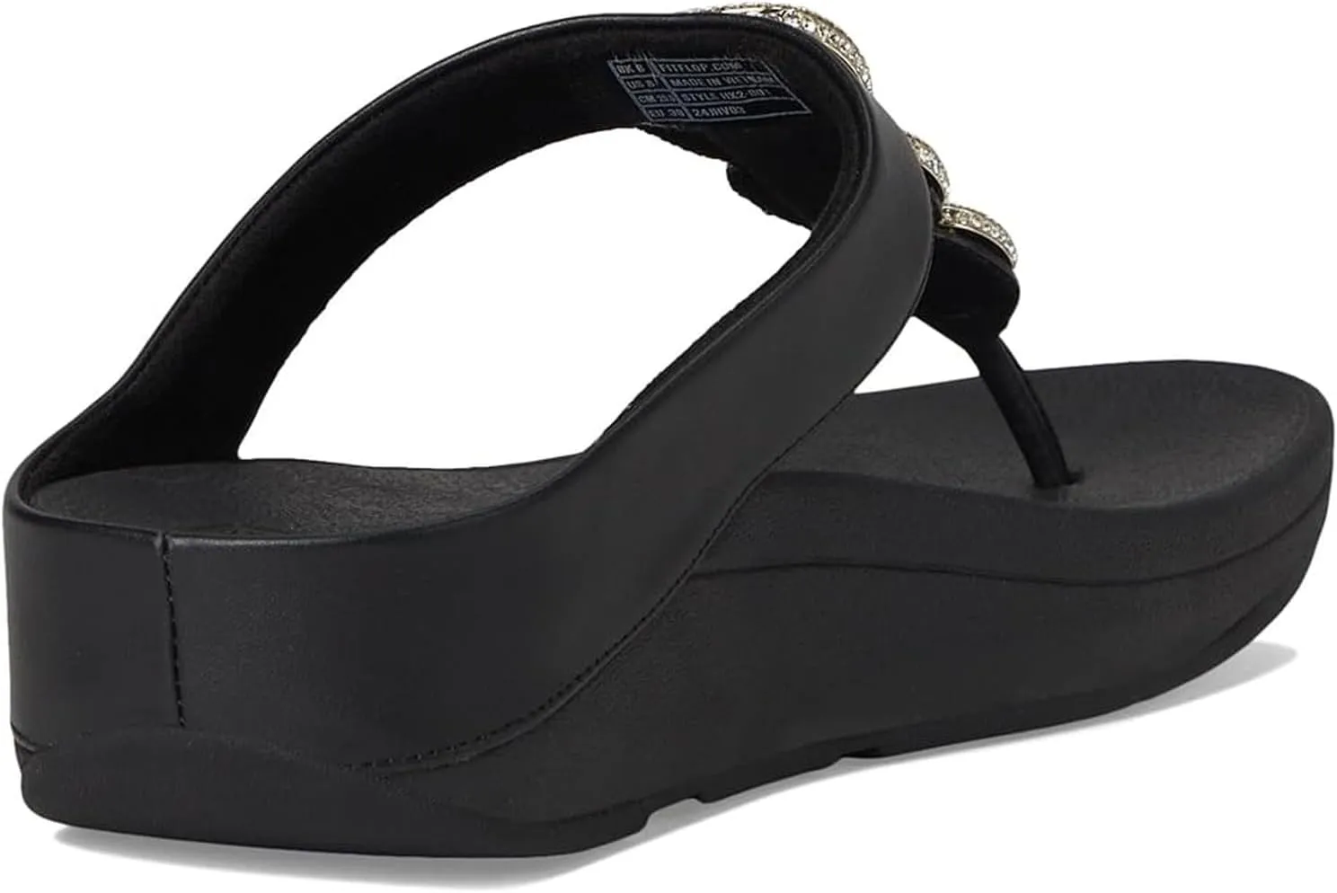 FitFlop Women's Fino Crystal-Chain Leather Toe-Post Sandals Wedge