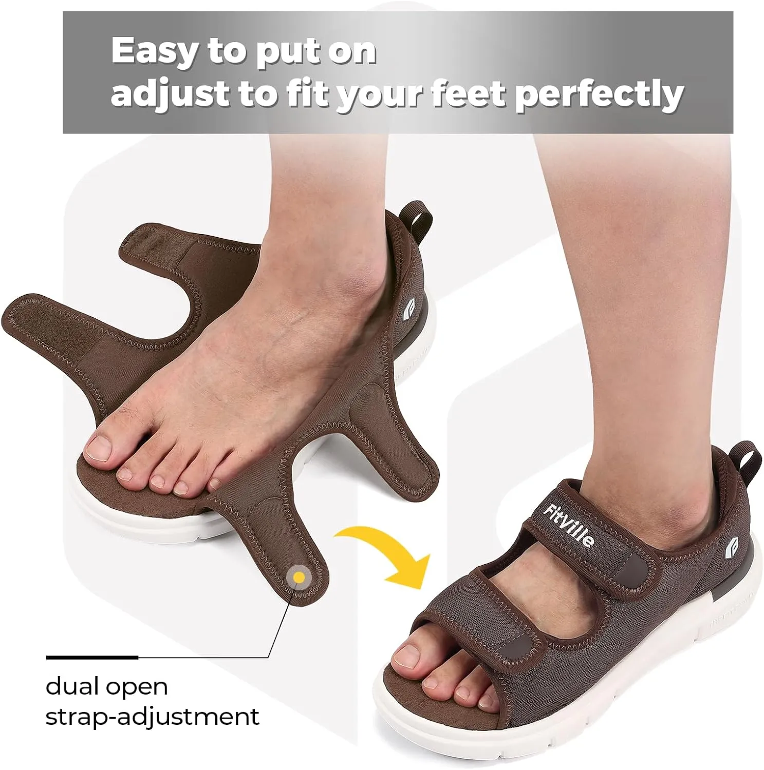 FitVille Diabetic Sandals for Men Wide Width with Arch Support, Men Diabetic Sandals Adjustable
