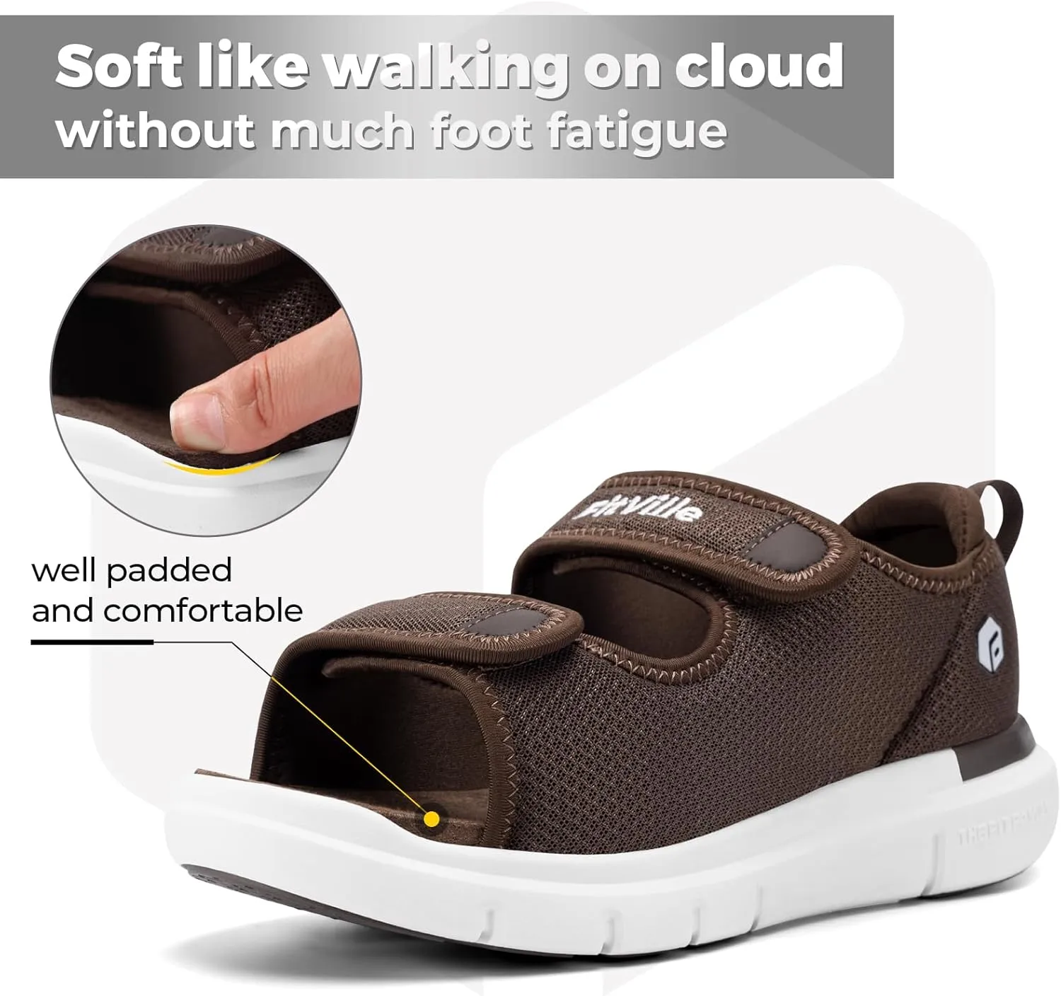 FitVille Diabetic Sandals for Men Wide Width with Arch Support, Men Diabetic Sandals Adjustable