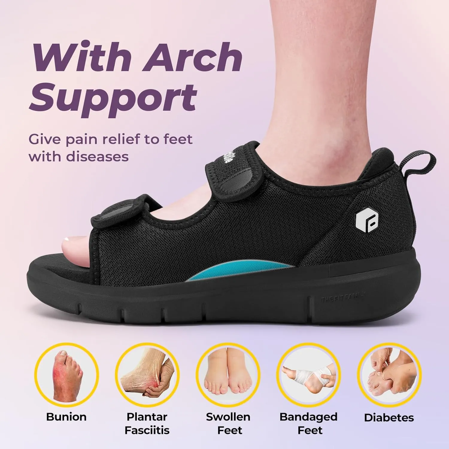 FitVille Diabetic Sandals for Women Wide Width with Arch Support, Adjustable Dual Straps Wide Sandals for Women