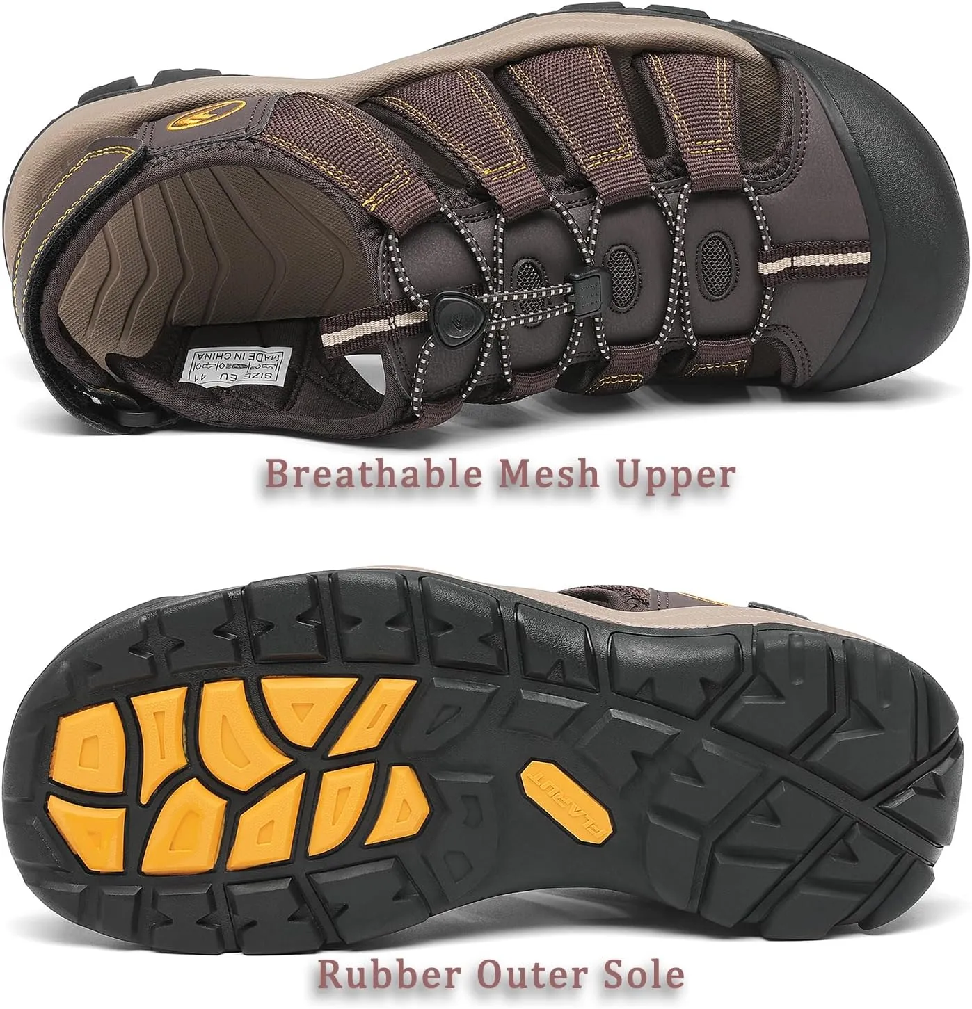 FLARUT Men's Athletic Sandals - Closed Toe Sport Hiking & Outdoor Walking Water Sandals with Anti-Slip Cushioning and Breathable Mesh