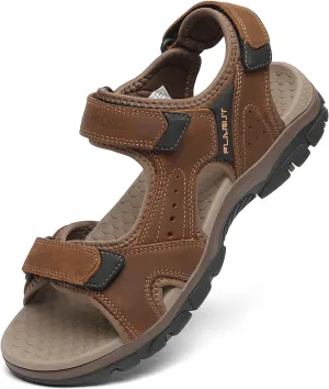 FLARUT Men's Athletic Sandals Sport Outdoor Hiking Sandals Open Toe Leather Walking Sandals Beach Water Shoes