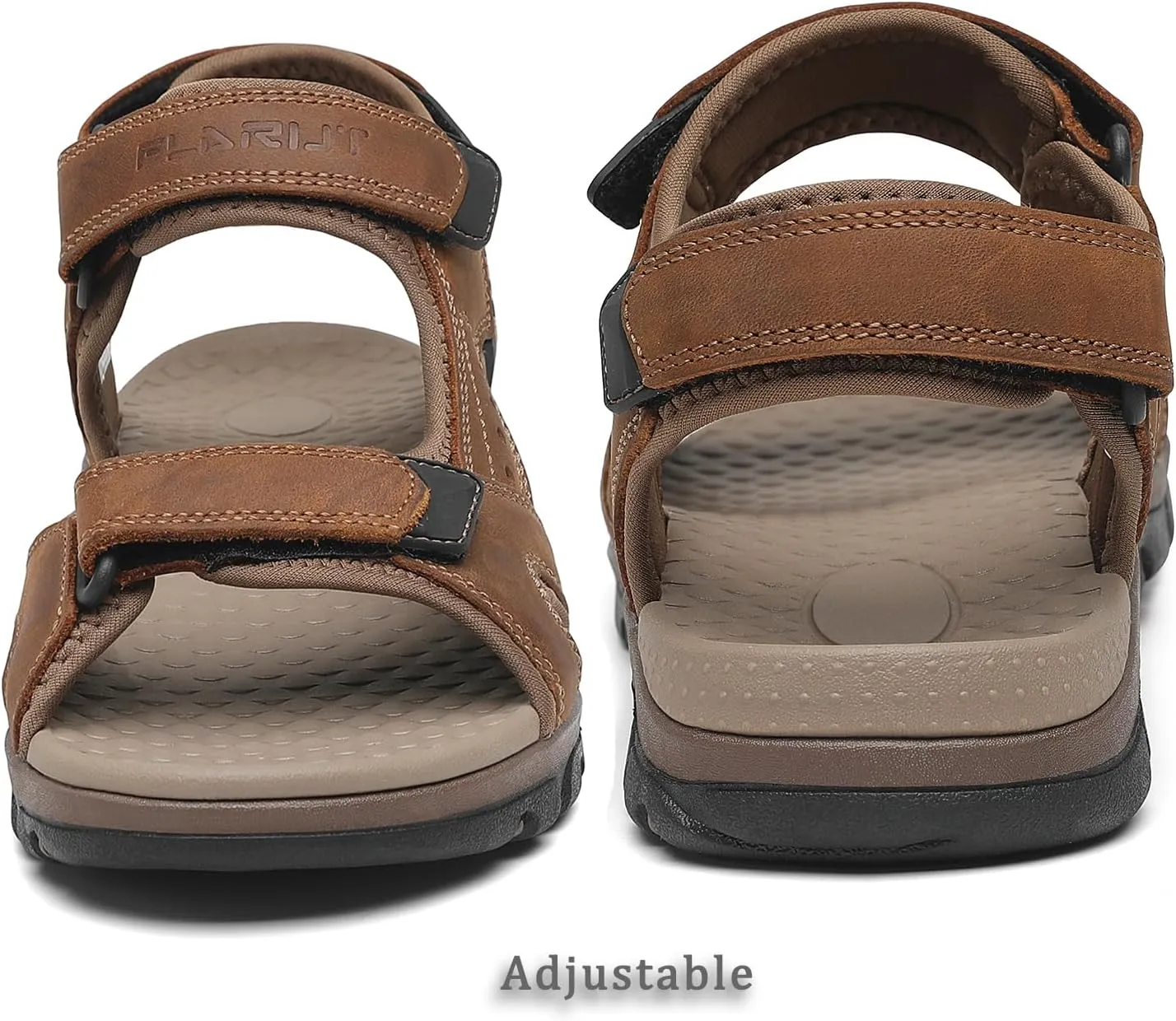 FLARUT Men's Athletic Sandals Sport Outdoor Hiking Sandals Open Toe Leather Walking Sandals Beach Water Shoes