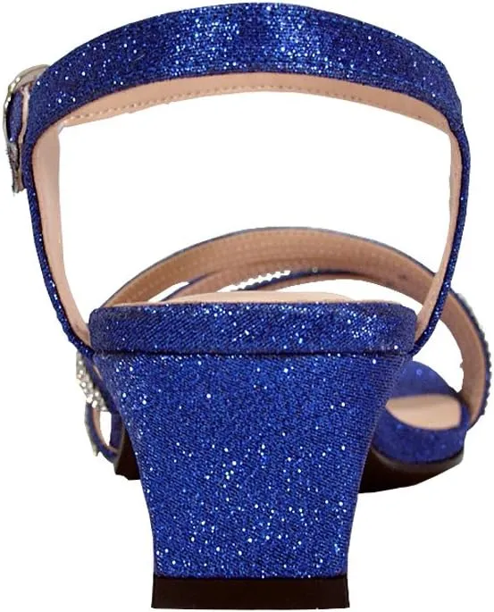 Floral Jenna Women's Wide Width Glittery Rhinestone Upper Straps Heeled Sandals