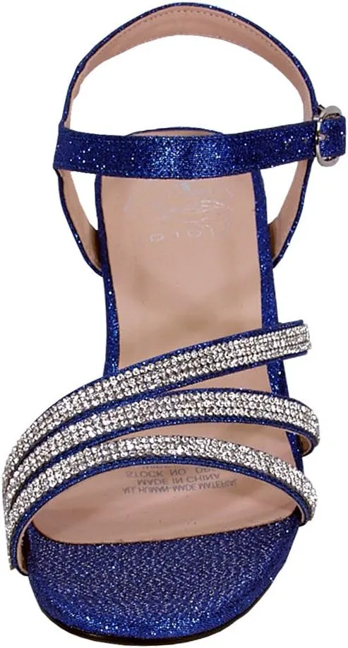 Floral Jenna Women's Wide Width Glittery Rhinestone Upper Straps Heeled Sandals