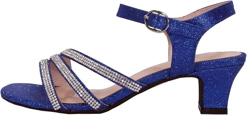 Floral Jenna Women's Wide Width Glittery Rhinestone Upper Straps Heeled Sandals