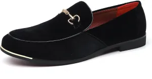 FLQL Men's Luxury Velvet Penny Loafers Shoes Embroidery Suede Dress Loafers Daily Boats Shoes for Party Wedding Prom Size 7-13