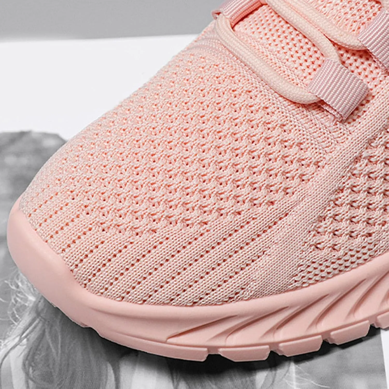Flying Weaving Sneakers Women New Korean Fashion Round Head Lace Up Casual Shoes Thick Bottom Running Shoes Working