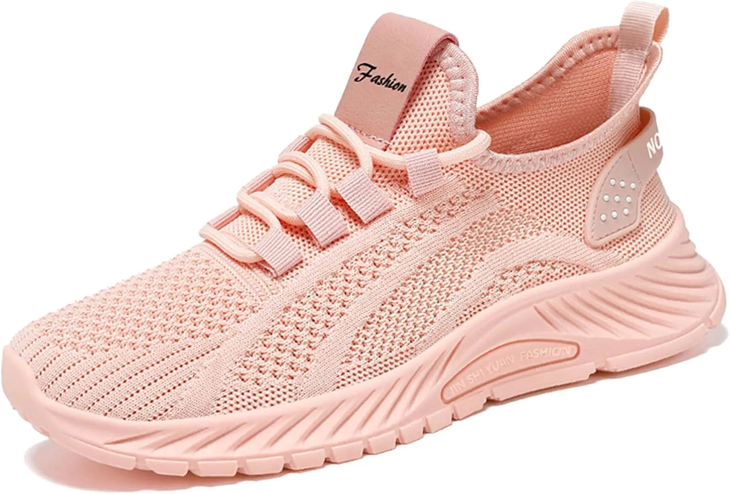 Flying Weaving Sneakers Women New Korean Fashion Round Head Lace Up Casual Shoes Thick Bottom Running Shoes Working