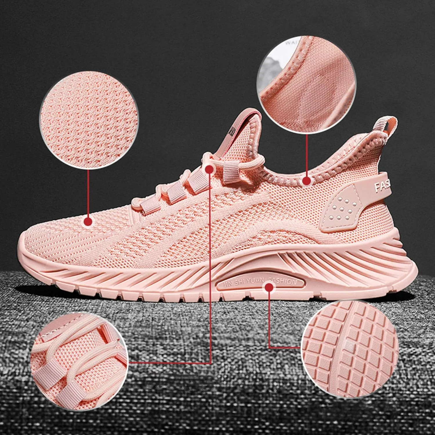 Flying Weaving Sneakers Women New Korean Fashion Round Head Lace Up Casual Shoes Thick Bottom Running Shoes Working