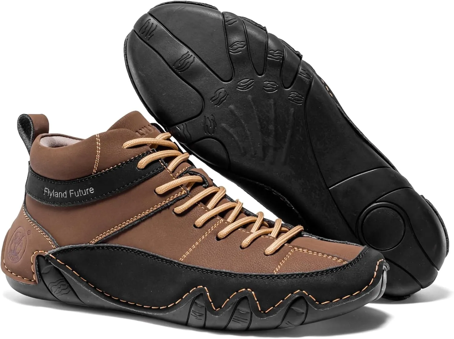 FLYLAND Men's Casual Leather Sneakers Fashion Chukka Boots Lightweight Dress Boots Lace Up Walking Driving Shoes