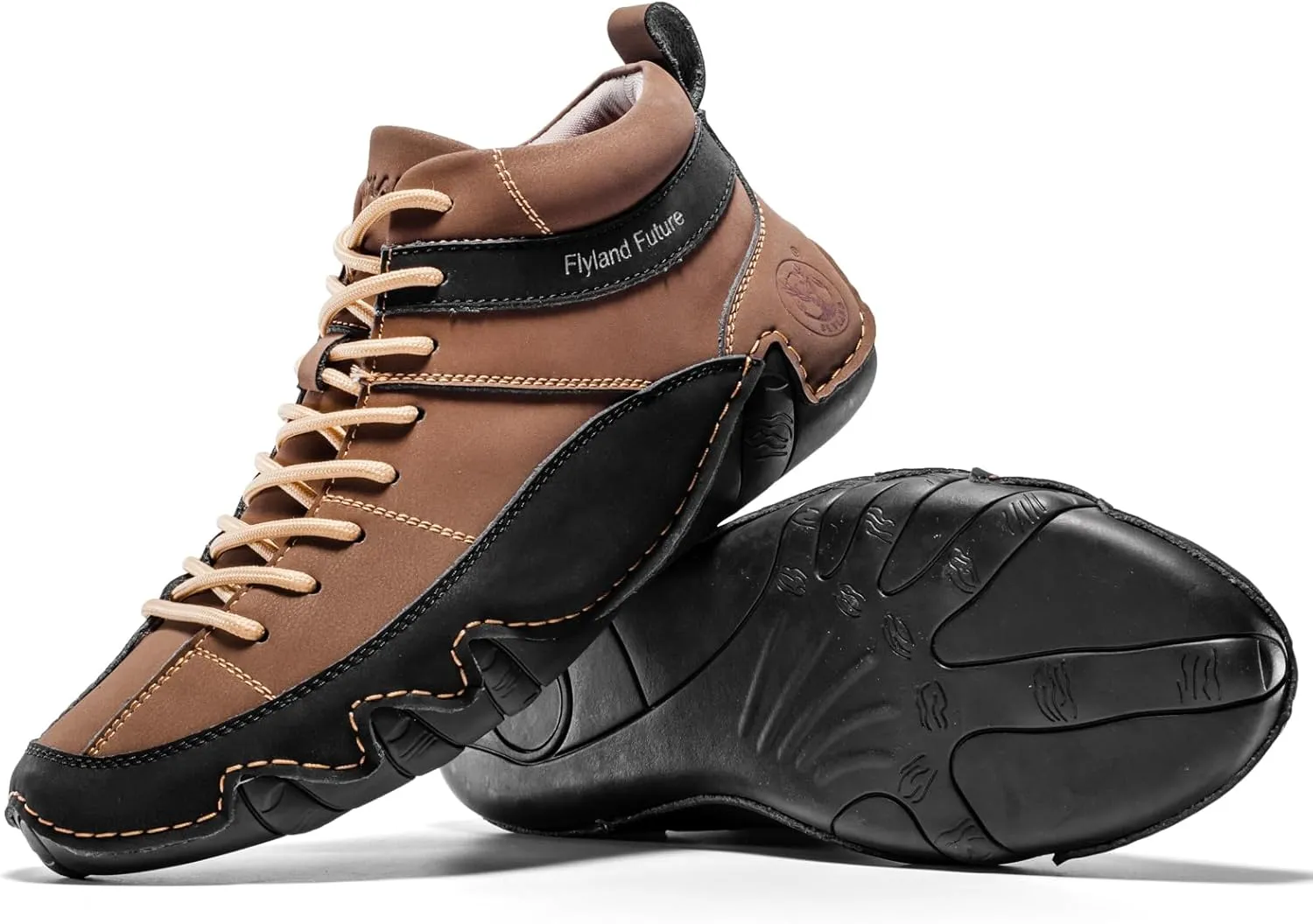 FLYLAND Men's Casual Leather Sneakers Fashion Chukka Boots Lightweight Dress Boots Lace Up Walking Driving Shoes