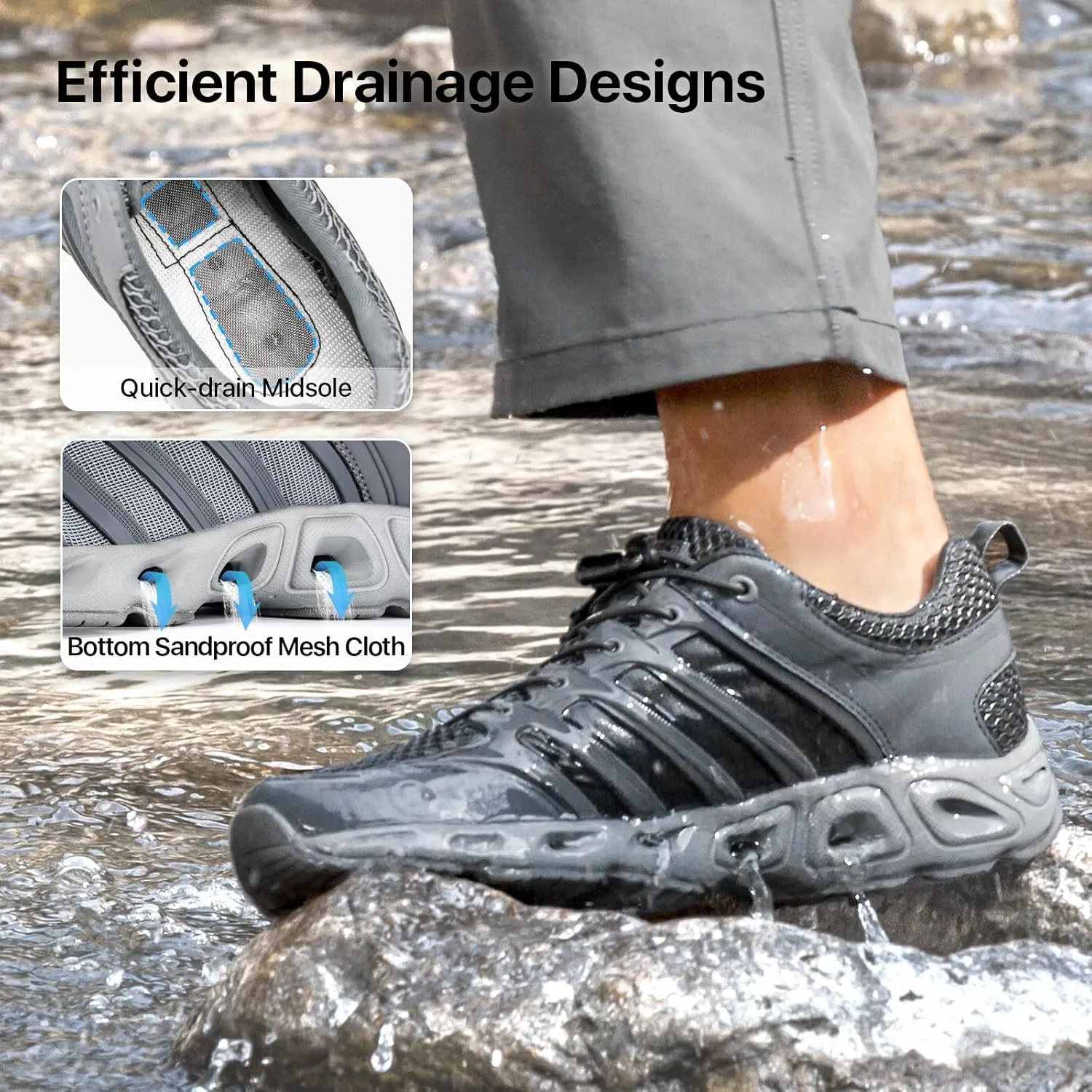 FREE SOLDIER Men’s Hiking Shoes Summer Quick Dry Work Shoes for Water Trekking Tactical Boots Ventilated Ultra Light