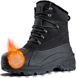 FREE SOLDIER Mens Snow Boots Warm Fleece Lining Winter Ski Shoes Waterproof Insulated Booties