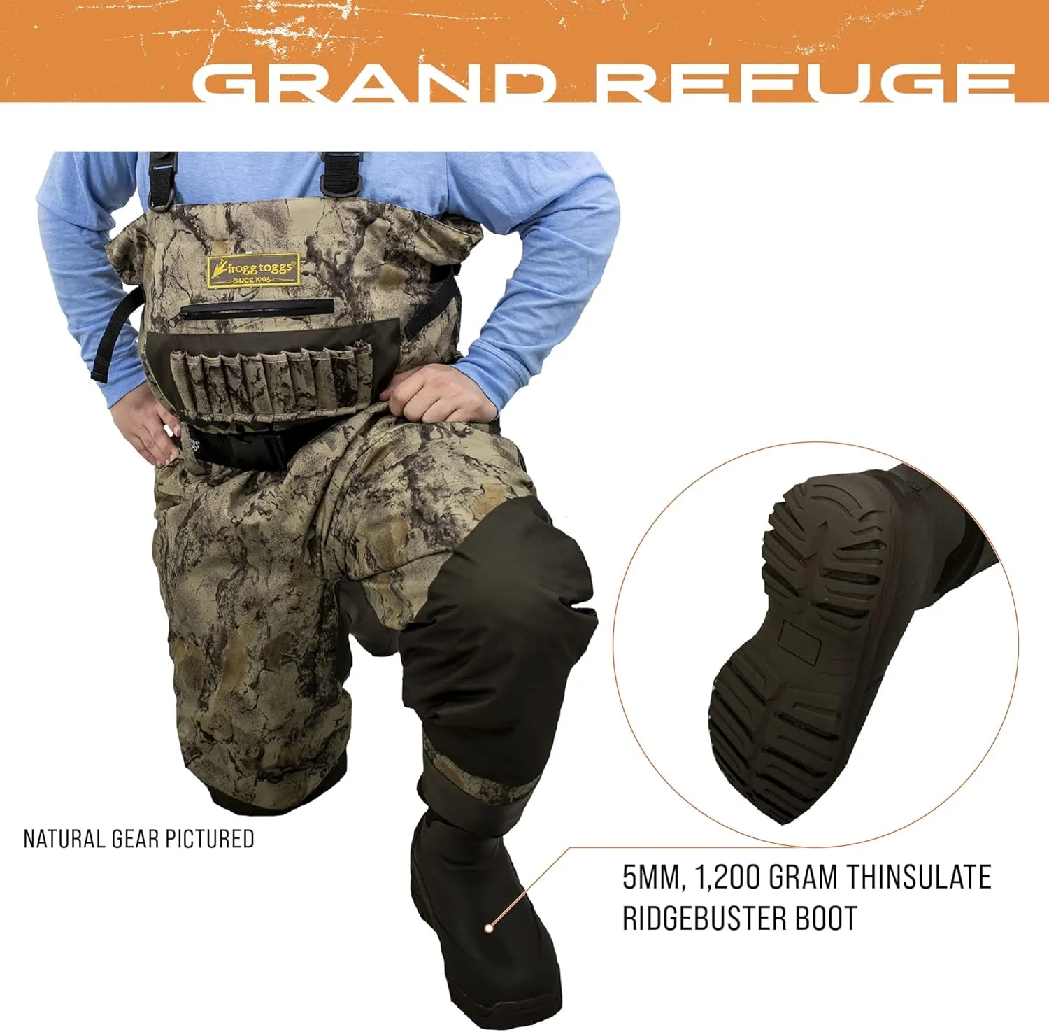 FROGG TOGGS Junior Grand Refuge 3.0 Bootfoot Waterproof Wader for Hunting with Removable Insulation Liner