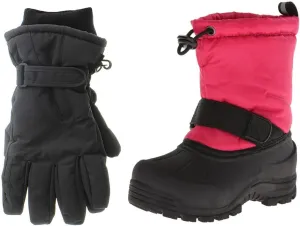 Frosty Kids Winter Snow Boots & Gloves Combo for Girls & Boys