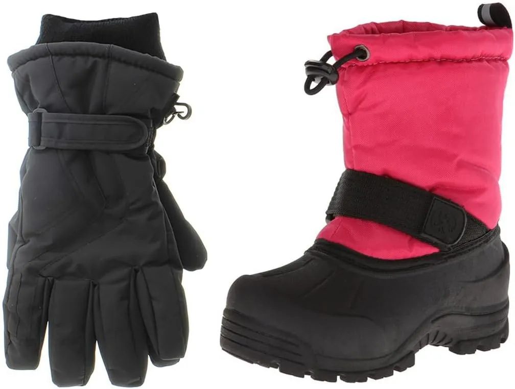 Frosty Kids Winter Snow Boots & Gloves Combo for Girls & Boys