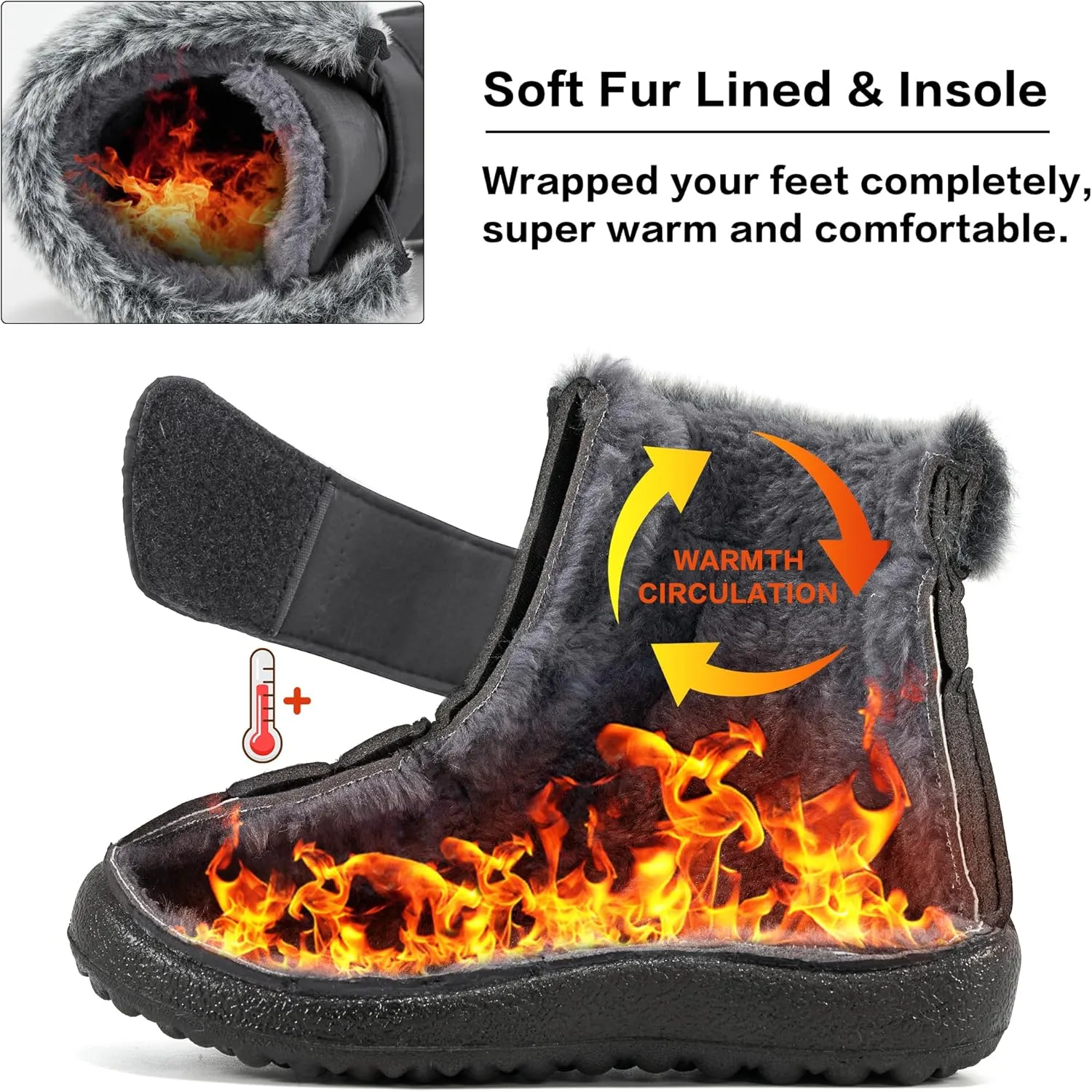 FUDYNMALC Girls Boys Winter Snow Boots - Comfortable Warm Toddler Winter Shoes Waterproof Lightweight Kids Ankle Booties Outdoor Walking