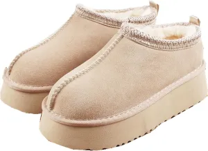 Gegefur Women's Snow Boots Platform Boot Fur Lined Slip On Short Boots