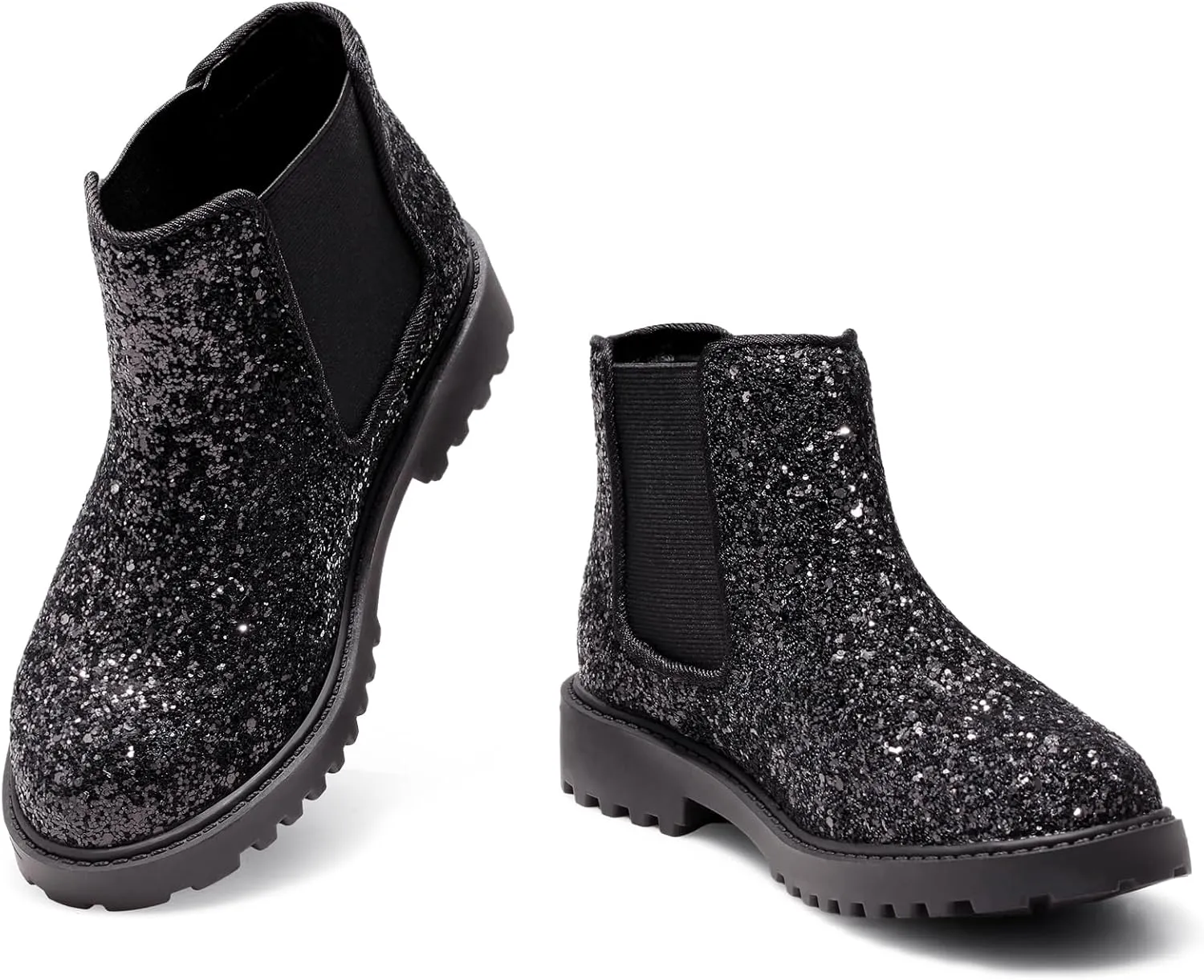 Girls Boots Kids Platform Ankle Boots Glitter Winter Boots For Teen Girls Toddler Boots Elastic Low Heel Girls Booties For Little Kids/Big Kids