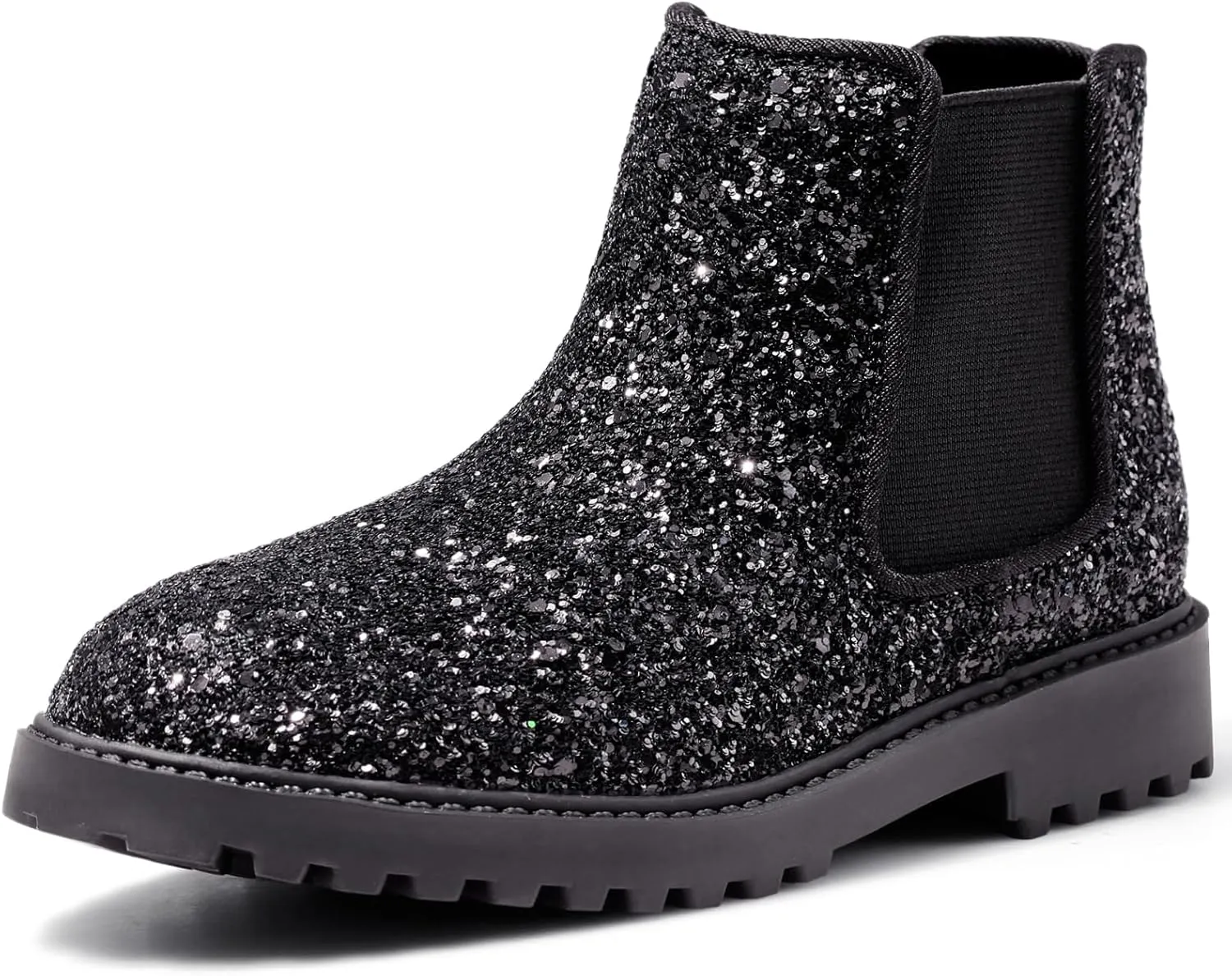 Girls Boots Kids Platform Ankle Boots Glitter Winter Boots For Teen Girls Toddler Boots Elastic Low Heel Girls Booties For Little Kids/Big Kids