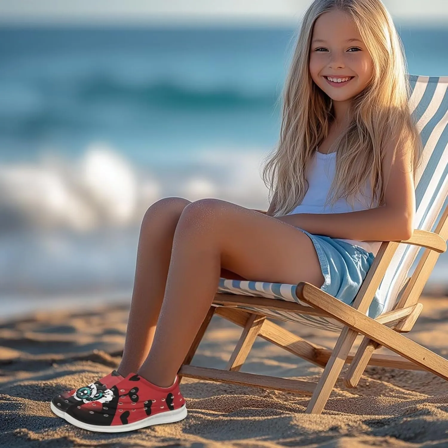 Girls Lightweight Sandals Kids Garden Clogs Cat Print Water Shoes for Girls Slip on Pool Swim Beach Sneakers