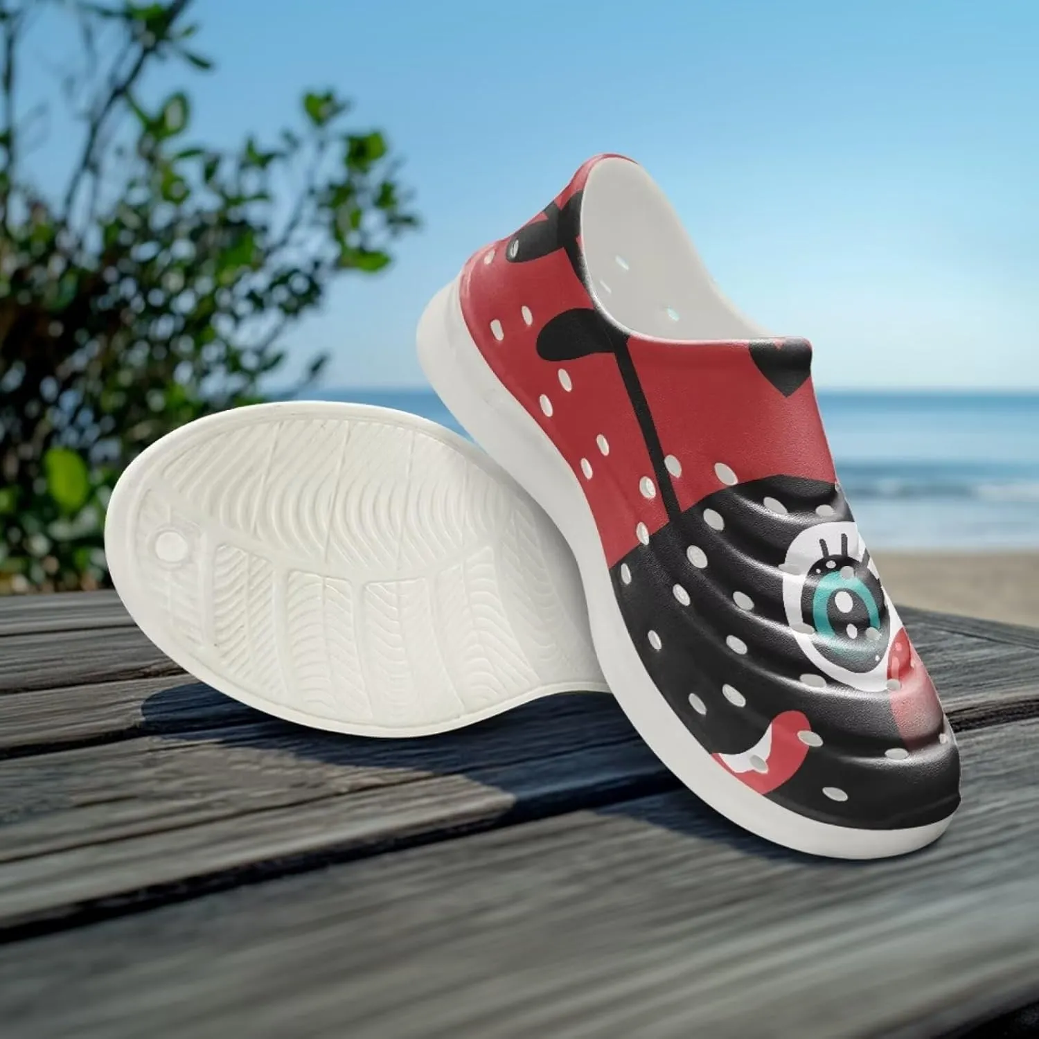 Girls Lightweight Sandals Kids Garden Clogs Cat Print Water Shoes for Girls Slip on Pool Swim Beach Sneakers