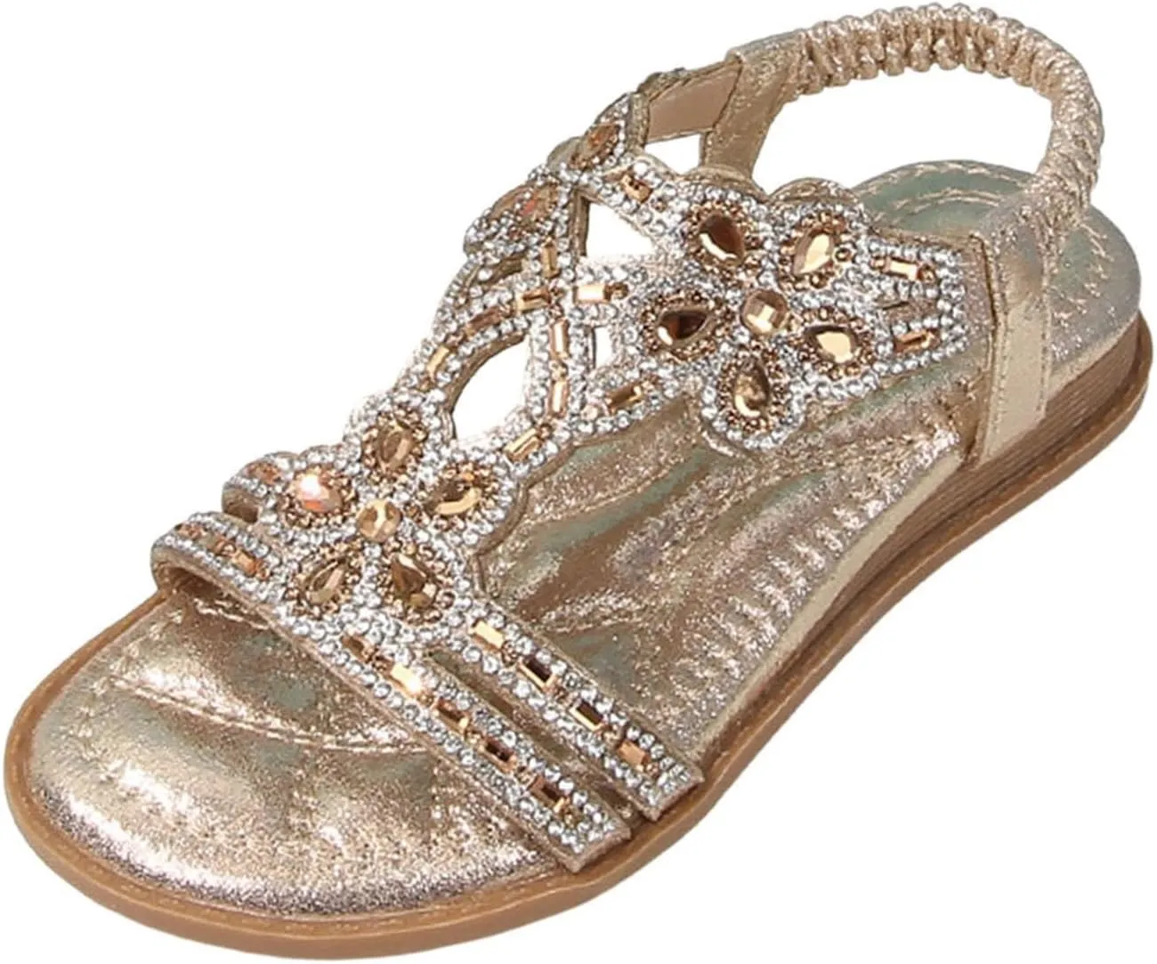 Girls Wedding Dance Sandals Pearl Flower Sequins Flat Open Toe Princess Shoes Formal Elegant Kids Non Slip Wide Shoes