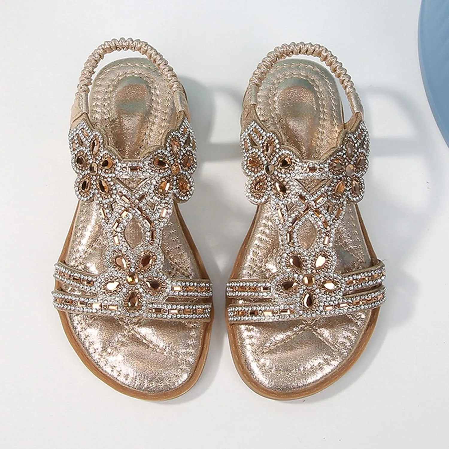 Girls Wedding Dance Sandals Pearl Flower Sequins Flat Open Toe Princess Shoes Formal Elegant Kids Non Slip Wide Shoes