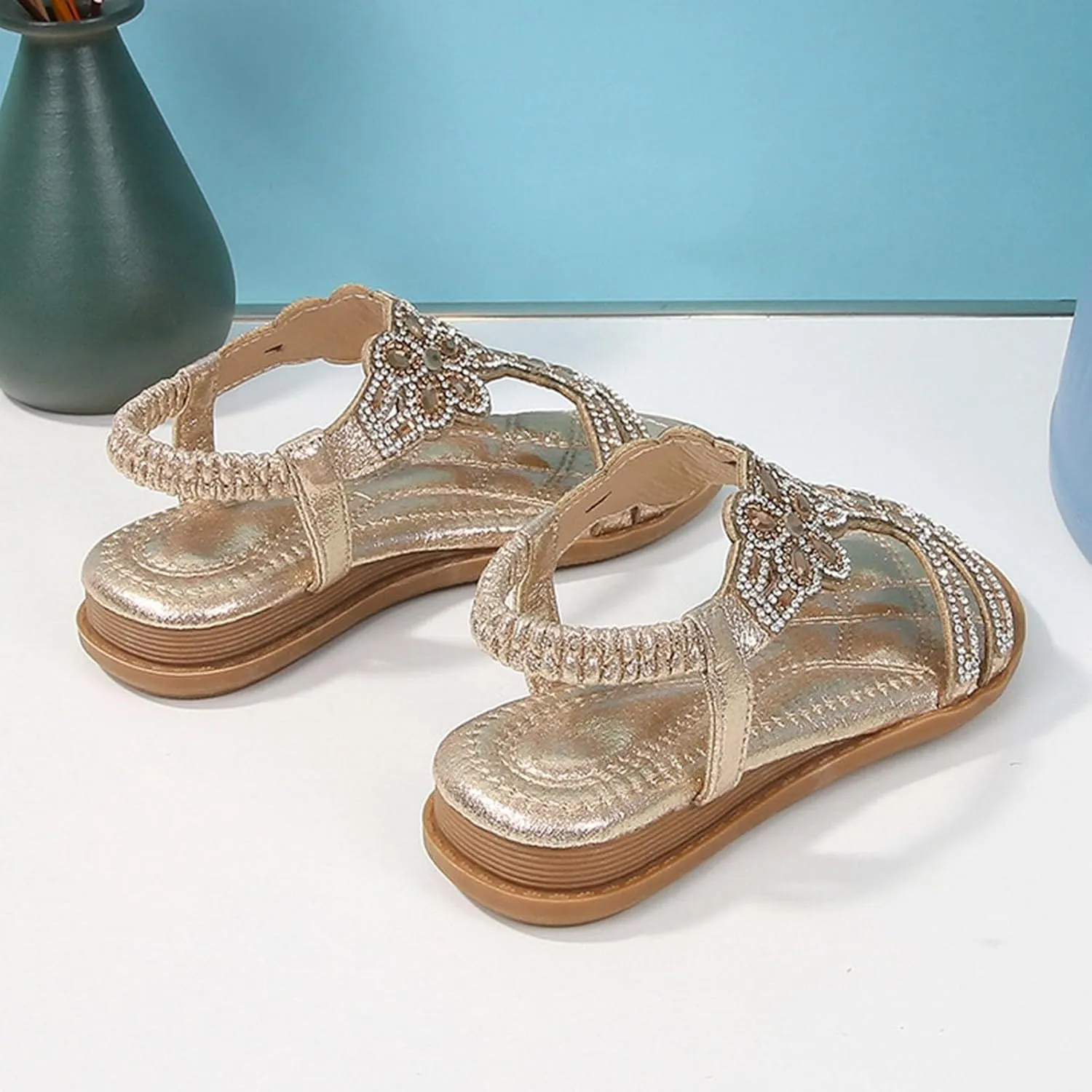 Girls Wedding Dance Sandals Pearl Flower Sequins Flat Open Toe Princess Shoes Formal Elegant Kids Non Slip Wide Shoes