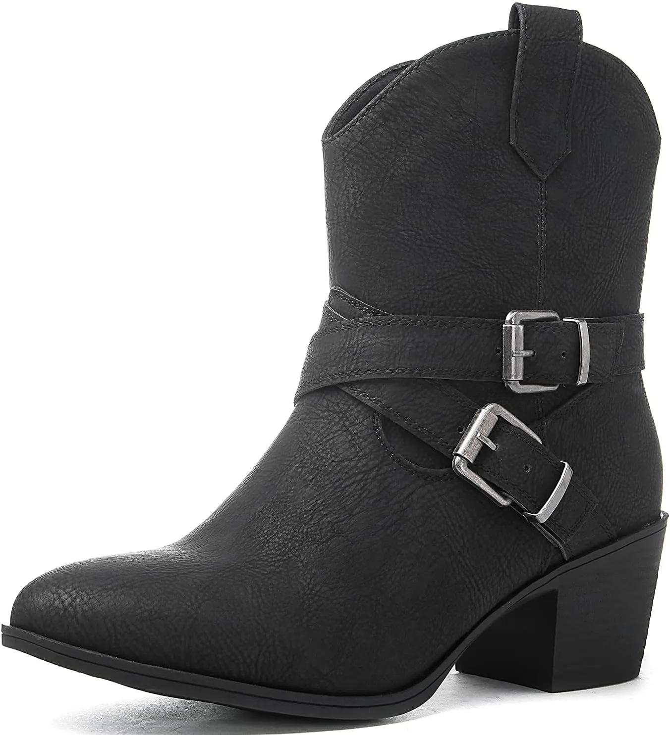 GLOBALWIN Women's Mid Calf Western Cowboy Boots Comfortable Cowgirl Boots for Women With Zipper Chunky Low Heel