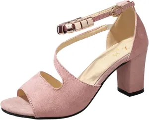 Gold Summer Sandals Women's Sandals Leather Fashion High-Heeled With Glittering Lime for Summer Stuff