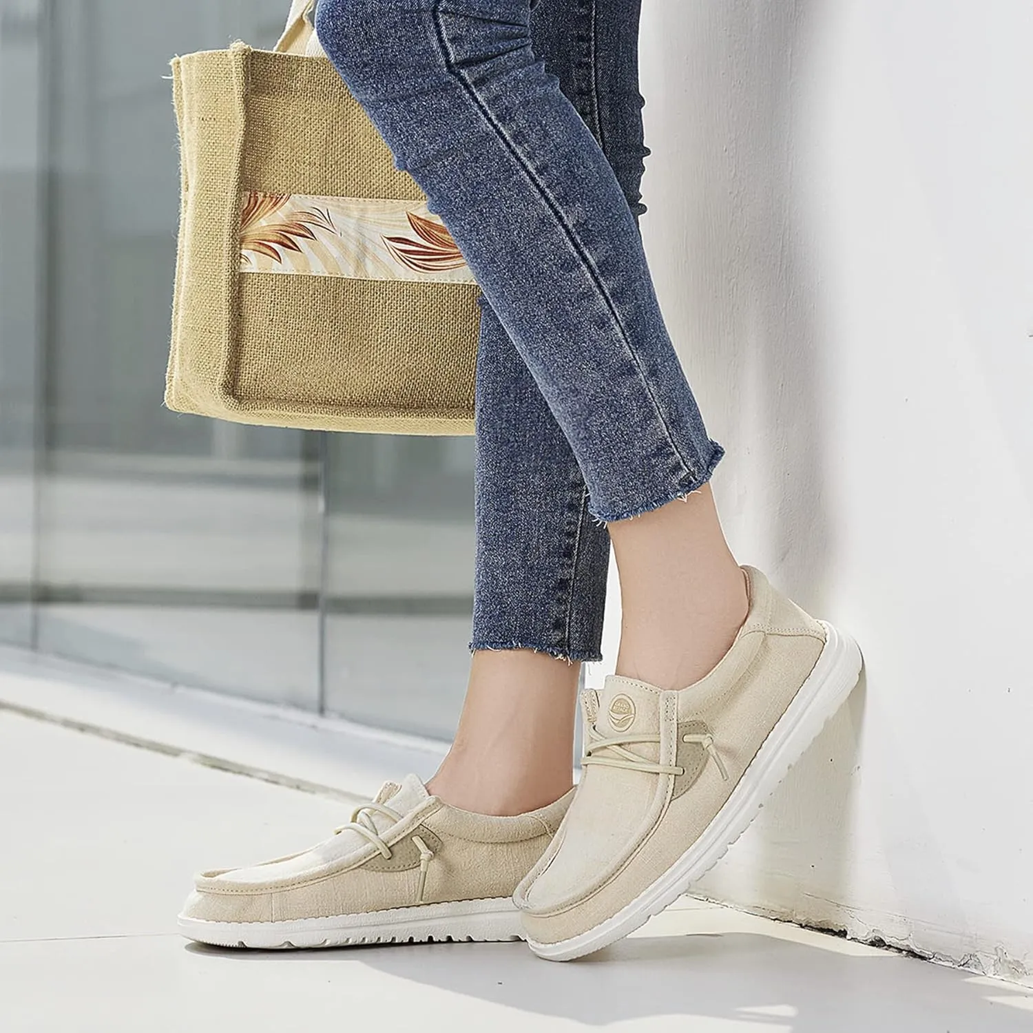 Grand Attack Walking Shoes for Women-Slip On Loafers,Linen Work Boat Shoes,Comfort&Lightweight,for Home Shopping,Dating,Driving,Traveling Shoes