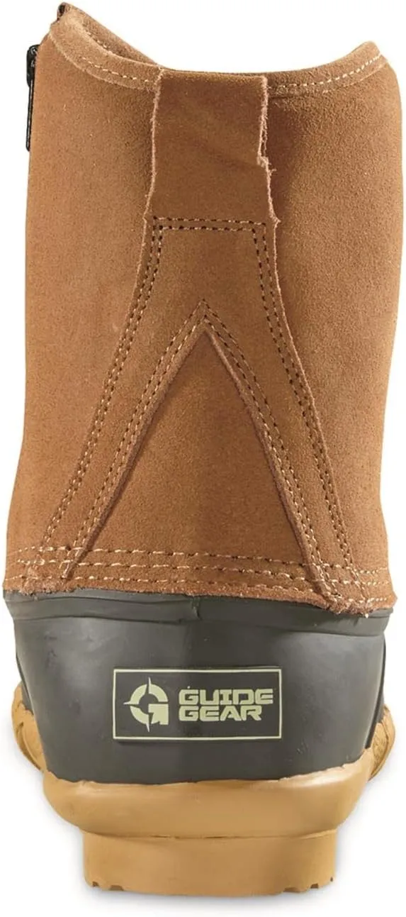 Guide Gear Men’s Side Zip Insulated Leather Duck Boots, Winter Boots for Men, Waterproof Rain Shoes, 400 Gram