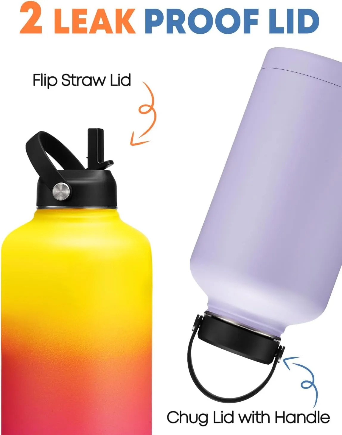 Half Gallon Insulated Water Bottle - Combo Carrier Bag with Strap, Paracord Handle, Straw & Flex Cap, Silicon Bottle Boot, Large Water Bottles 64 oz, Sweat Proof Metal Vacuum Flasks 1/2 Gallon Jug