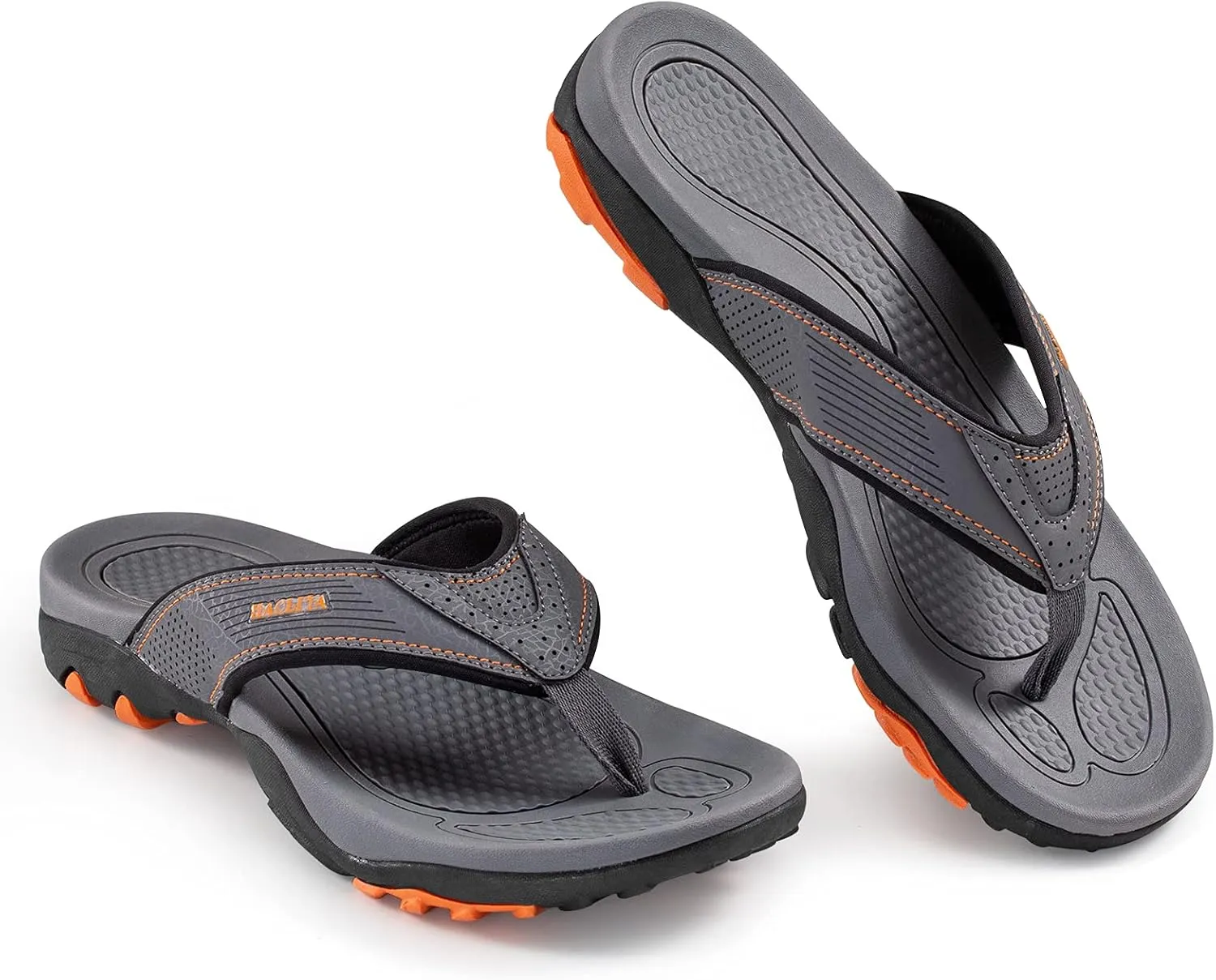 HAOLIRA Mens Leather Flip Flops with Arch Support Comfortable Cushion Thong Sandals Lightweight Waterproof Outdoor Summer Beach Pool Shoes