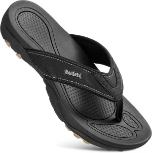 HAOLIRA Mens Leather Flip Flops with Arch Support Comfortable Cushion Thong Sandals Lightweight Waterproof Outdoor Summer Beach Pool Shoes