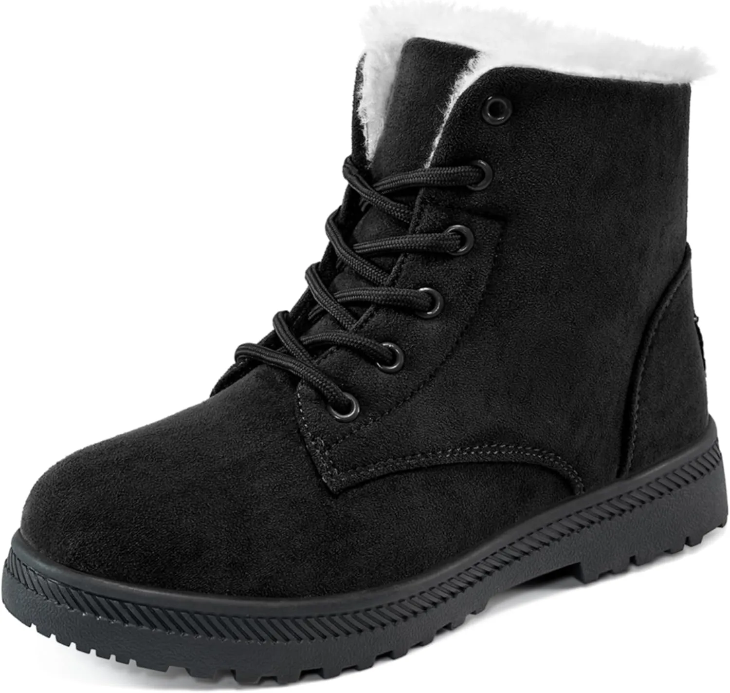 HARENCE Winter Snow Boots for Women: Warm Fur Lined Ankle Booties Lace Up Slip on Outdoor Walking Womens Boots