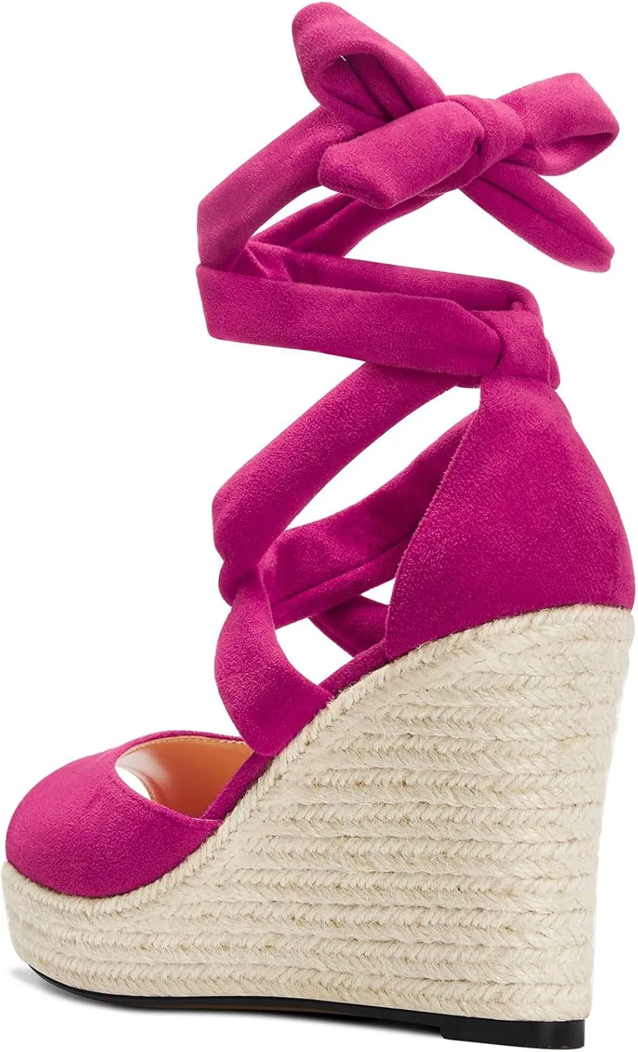 HDEUOLM Womens High Wedge Platform Heel Peep Open Toe Sandals Lace-up Prom Cute 3.9 Inches Heels