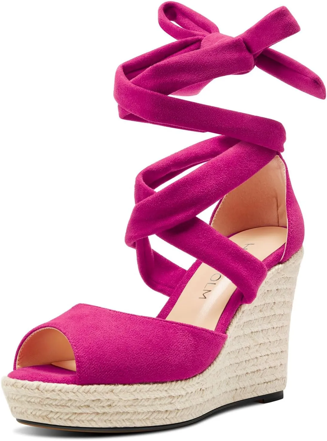 HDEUOLM Womens High Wedge Platform Heel Peep Open Toe Sandals Lace-up Prom Cute 3.9 Inches Heels