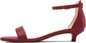 HEUIVZAR Womens Kitten Low Heel Open Toe Ankle Strap Sandals Dress Buckle Office Prom Summer Shoes 1.2 Inches Heels
