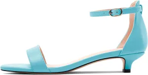 HEUIVZAR Womens Kitten Low Heel Open Toe Ankle Strap Sandals Dress Buckle Office Prom Summer Shoes 1.2 Inches Heels