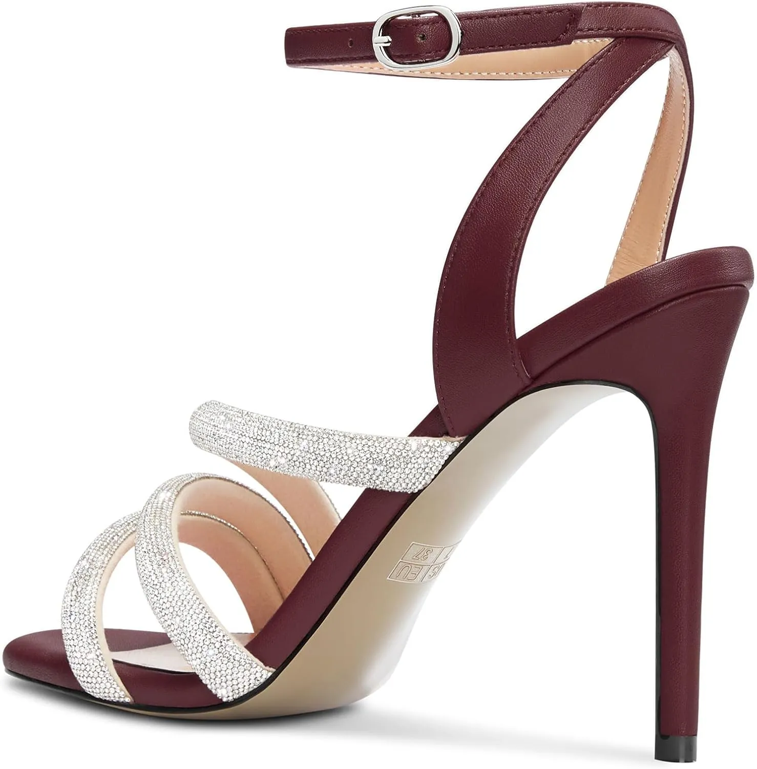 HEUIVZAR Womens Stiletto High Heel Open Toe Ankle Strap Rhinestone Crystal Sandals Prom Party Sexy Gladiator Shoes 3.9 Inches Heels