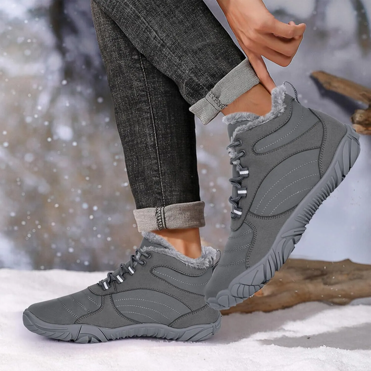 Hike Winter Footwear Barefoot Boots Mens Womens, Waterproof Winter Snow Boots, Warm Ankle Booties, Wide Toe Barefoot Hiking Boots, Non-Slip Zero Drop Sole Hike Shoes for Hiking Walking Outdoor