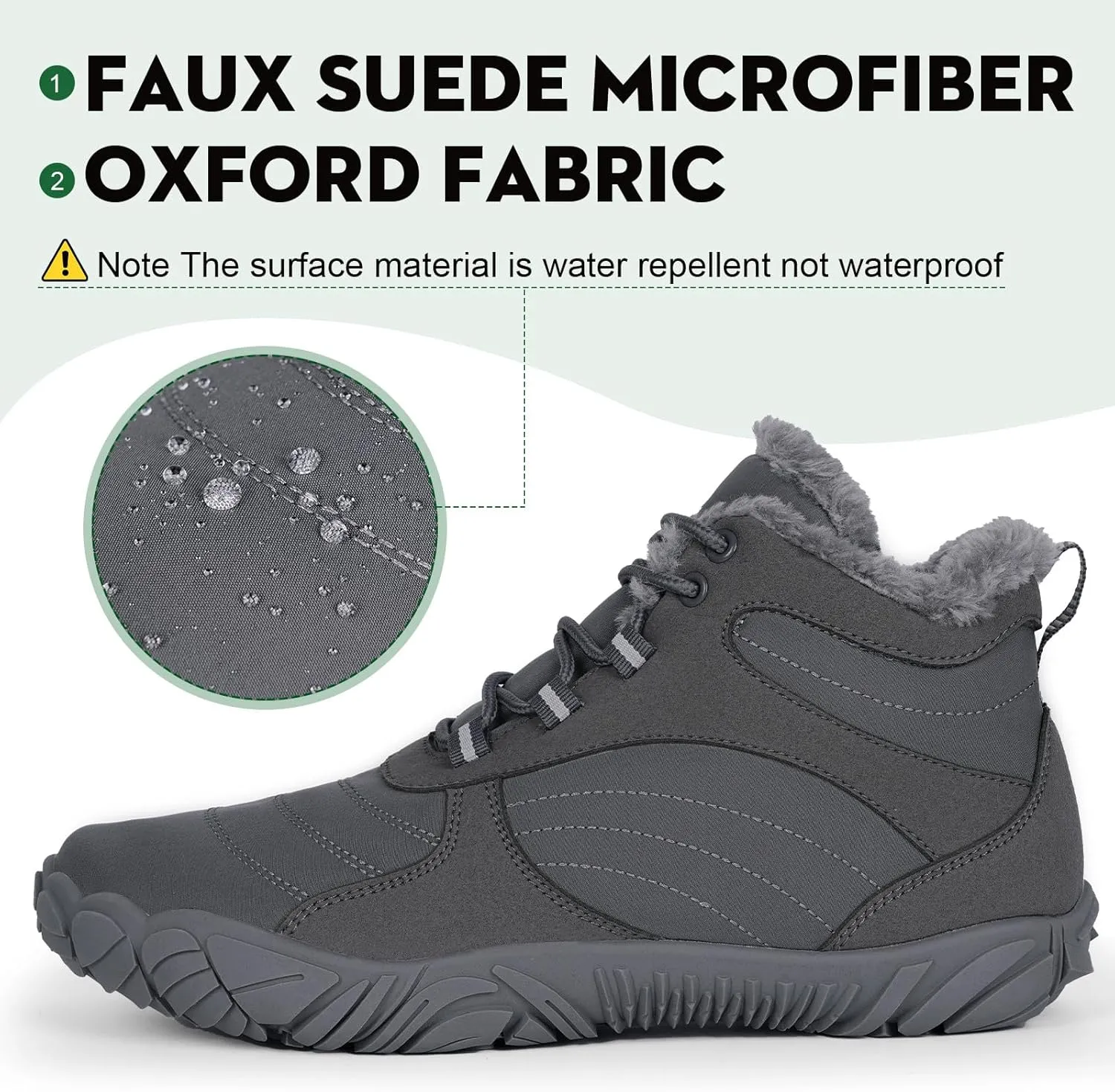 Hike Winter Footwear Barefoot Boots Mens Womens, Waterproof Winter Snow Boots, Warm Ankle Booties, Wide Toe Barefoot Hiking Boots, Non-Slip Zero Drop Sole Hike Shoes for Hiking Walking Outdoor