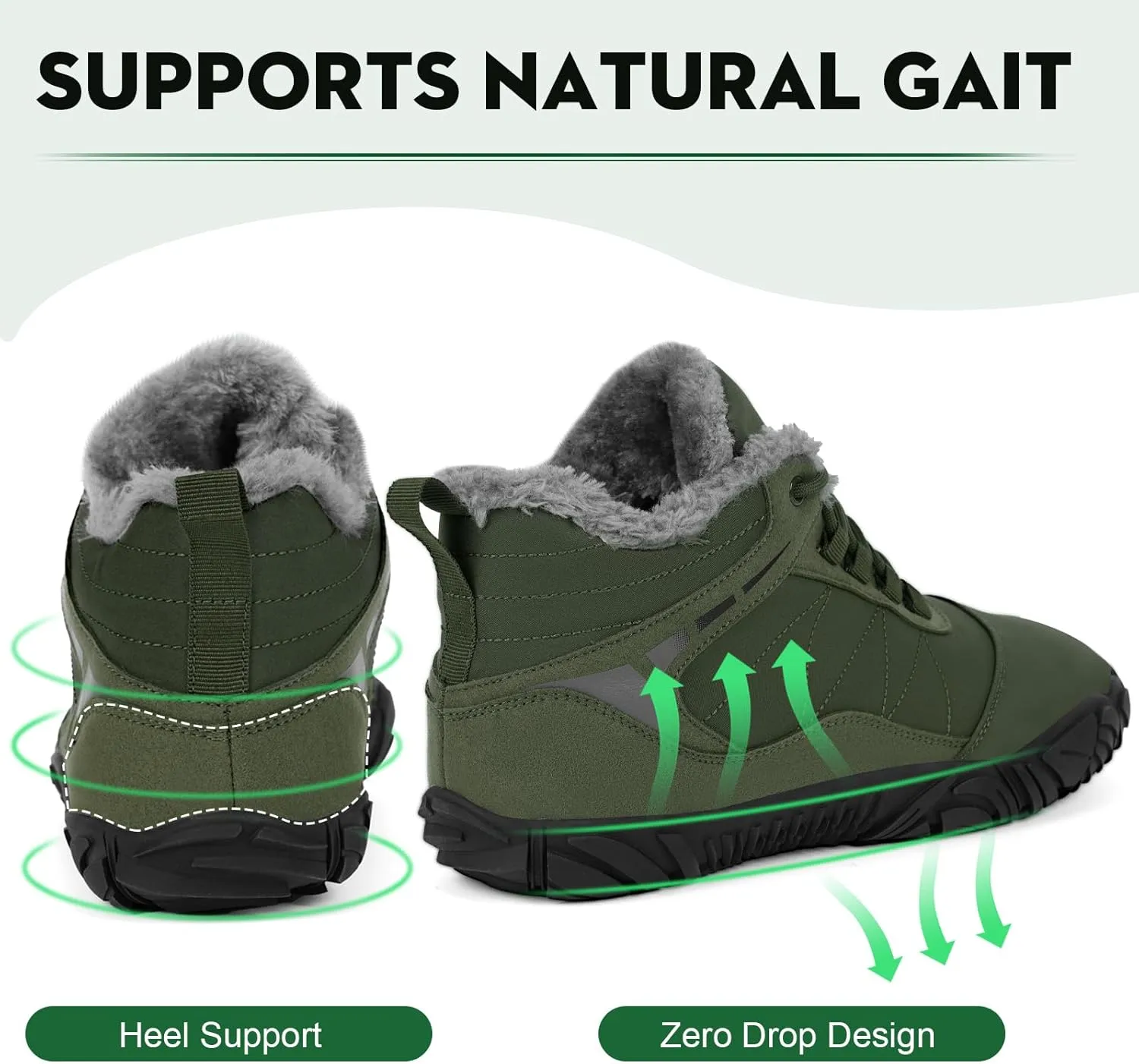Hike Winter Footwear Barefoot Boots Mens Womens, Waterproof Winter Snow Boots, Warm Ankle Booties, Wide Toe Barefoot Hiking Boots, Non-Slip Zero Drop Sole Hike Shoes for Hiking Walking Outdoor