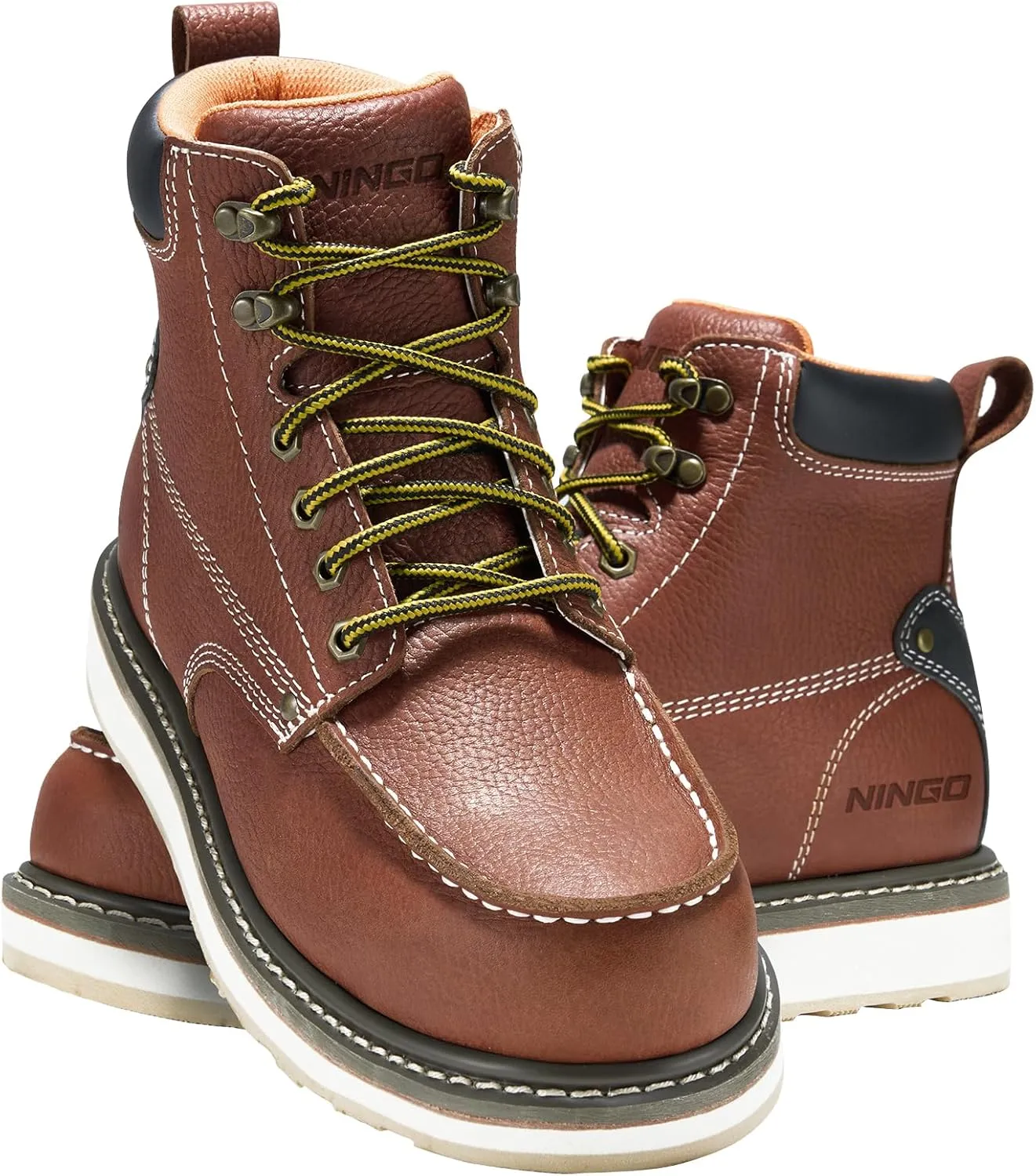 HISEA NINGO Work Boots for Men Steel/Soft Toe Boots, 6” Waterproof Slip Resistant Industrial & Construction Work Boots, Composite Toe Working Boots
