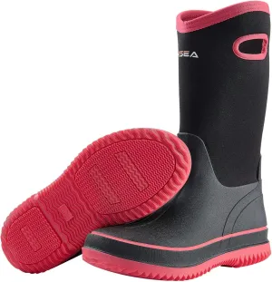 HISEA Women Mud Boots, Neoprene Rubber Garden Shoes Waterproof Mid Calf Rain Boots for Outdoor