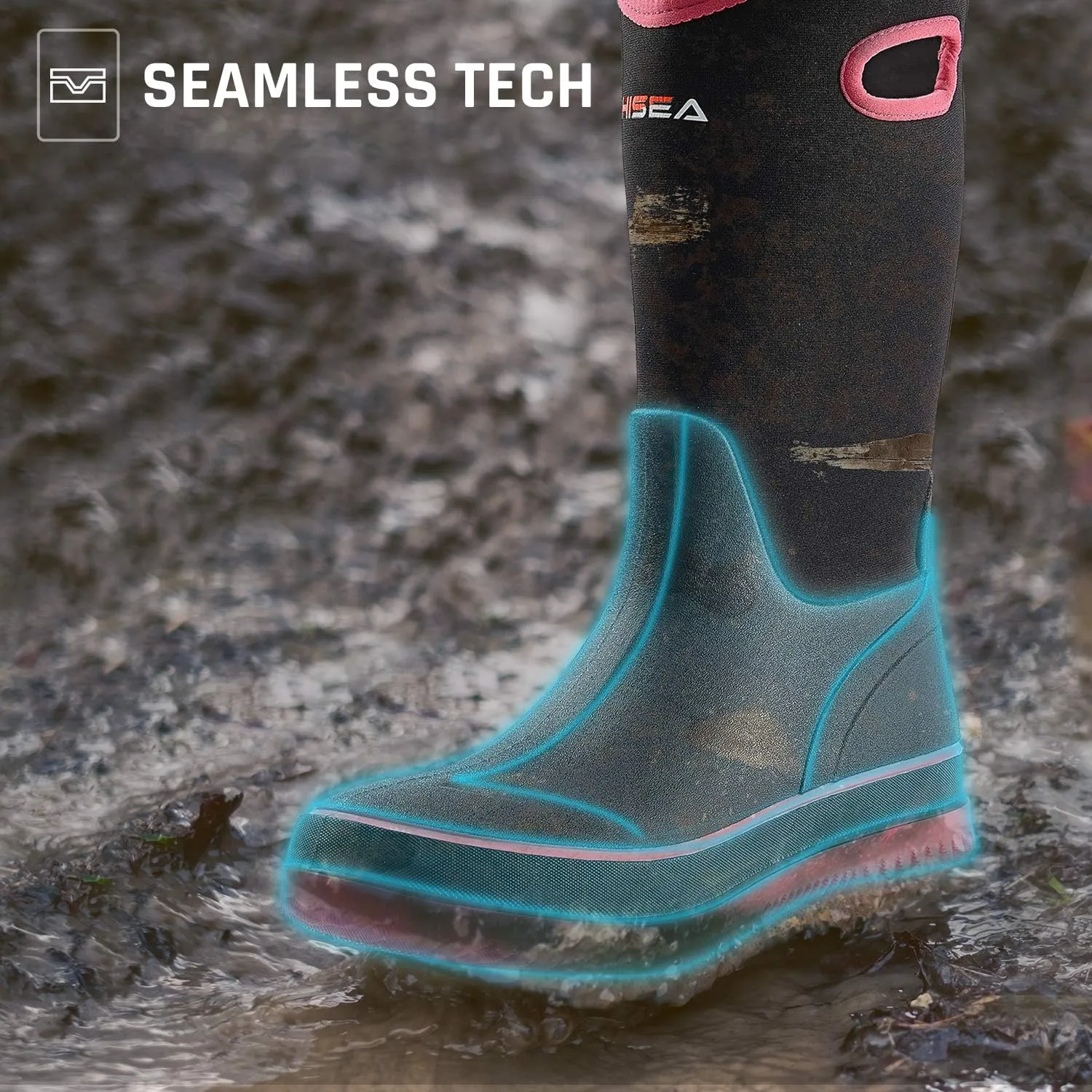 HISEA Women Mud Boots, Neoprene Rubber Garden Shoes Waterproof Mid Calf Rain Boots for Outdoor